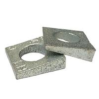 3/8" Square Beveled Washer, Malleable Iron, Zinc